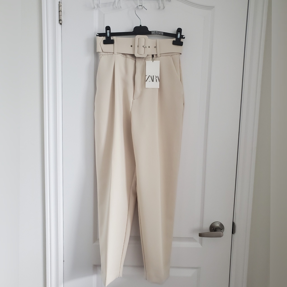 BNWT Zara High-waisted Belted Trousers